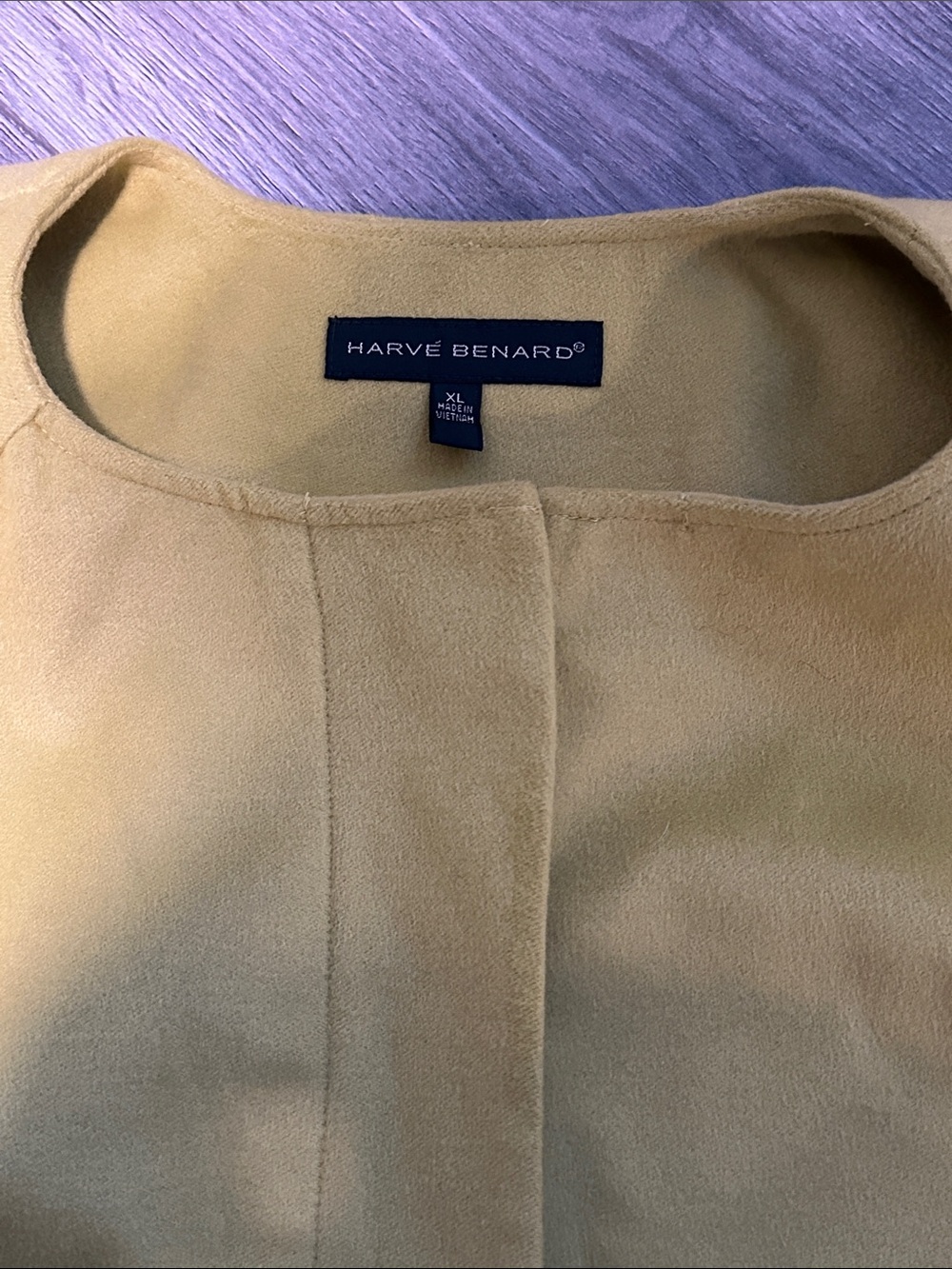 Harvé Benard Mustard Collarless Trench Coat